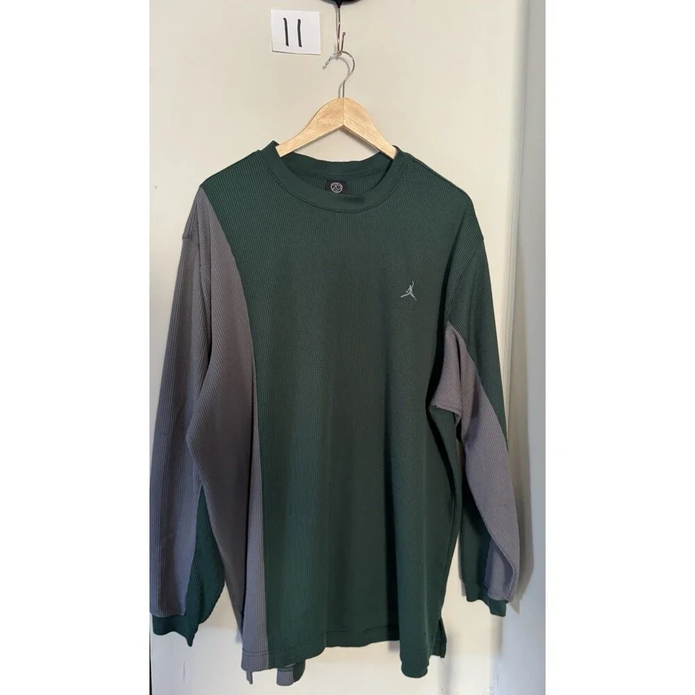 Jordan 20/05 Waffle Thermal Long Sleeve Shirt Mens 3XL Green Gray Jumpman